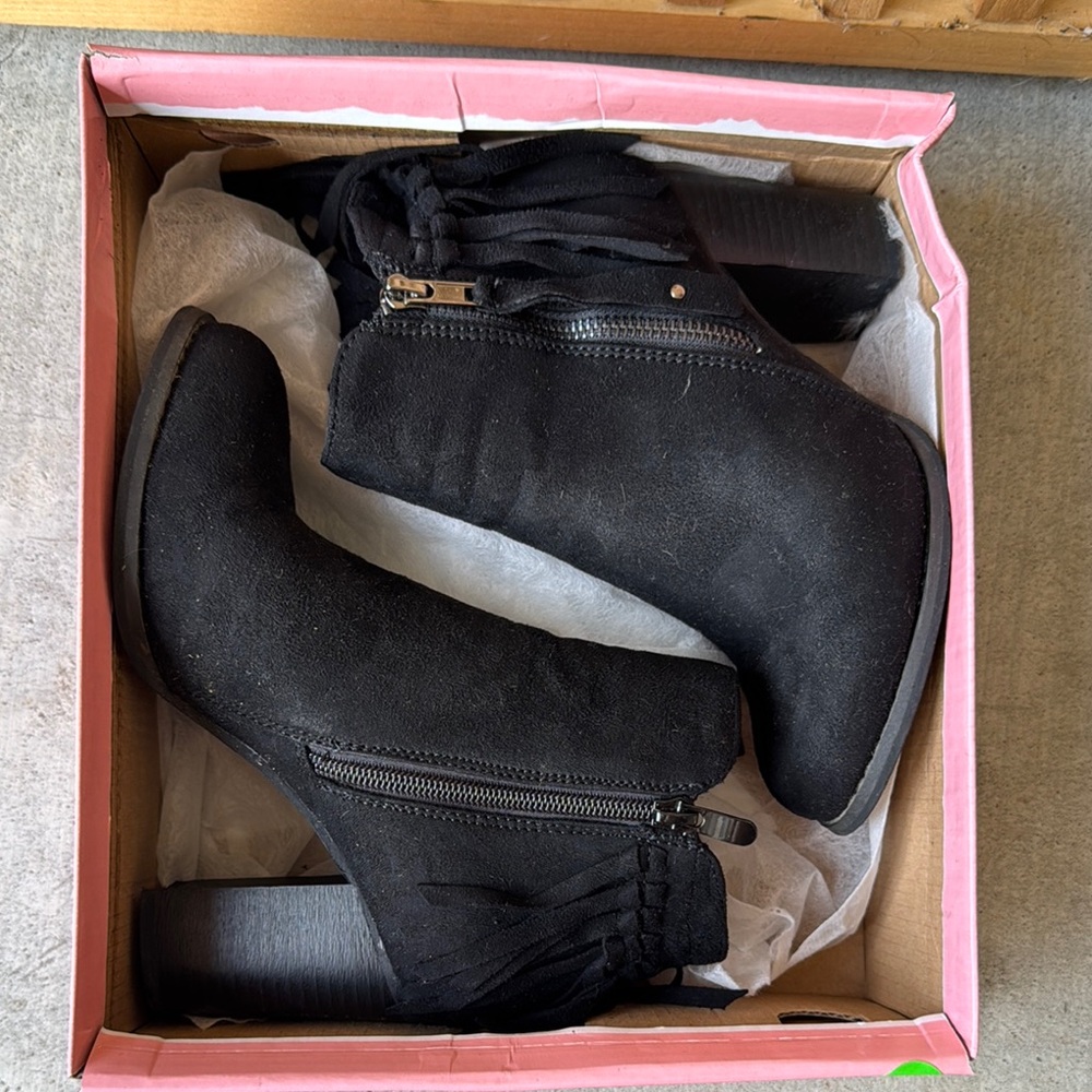 Stylish Black Ankle Booties with Chunky Heel size 6